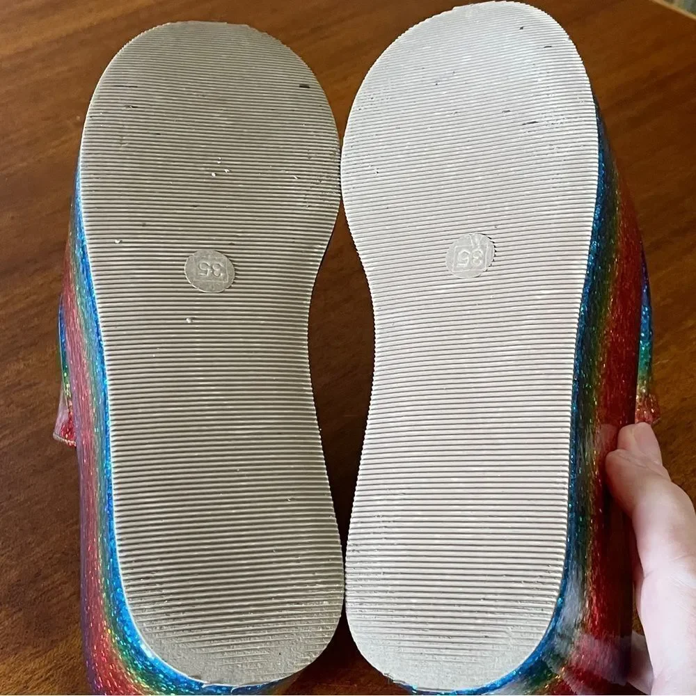 Shane Justin Rainbow Glitter Platform Sandals Shoes Euro Size 35 / US Size 5